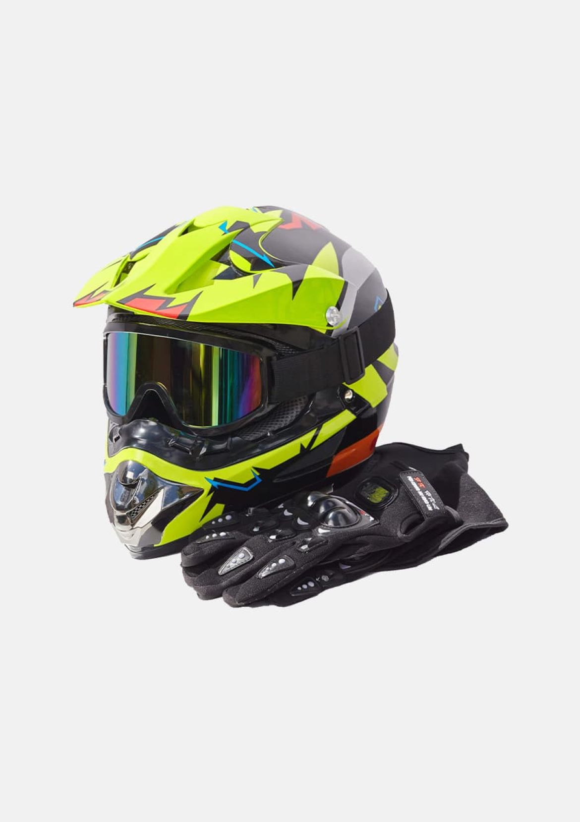 Шлем защитный + перчатки (набор)  салатовый M